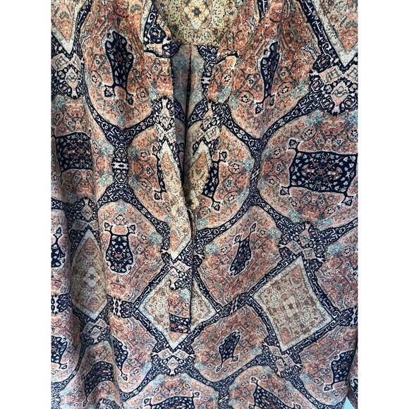 Womens 2XL Blouse Top Tunic V Neck Paisley Brown Pullover Flowy Boho - Picture 4 of 4